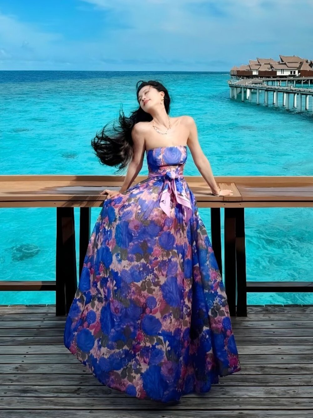 Zimmermann High Tide Strapless Linen & Silk Linen Gown